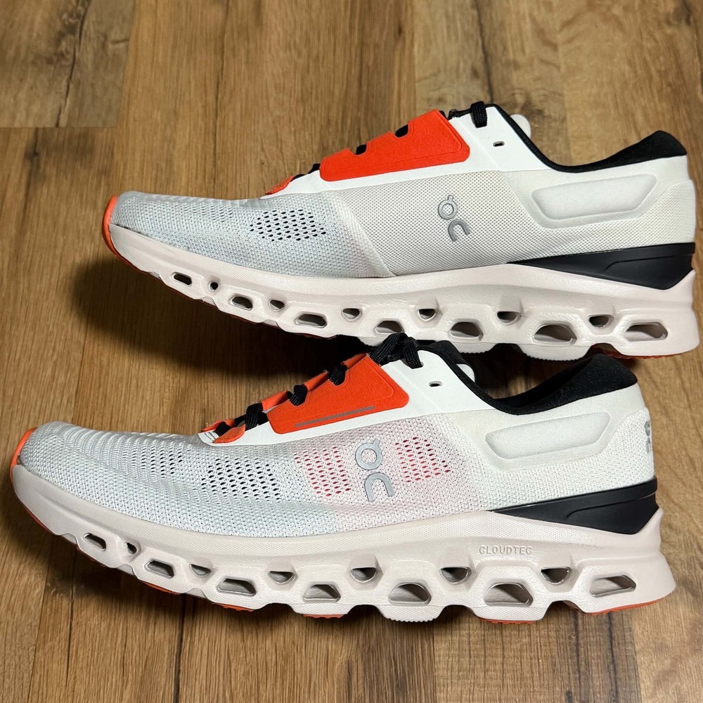 On Cloudstratus Mens Running Shoes White Orange Black 3MD30111148 US 9.5 - Picture 7 of 9